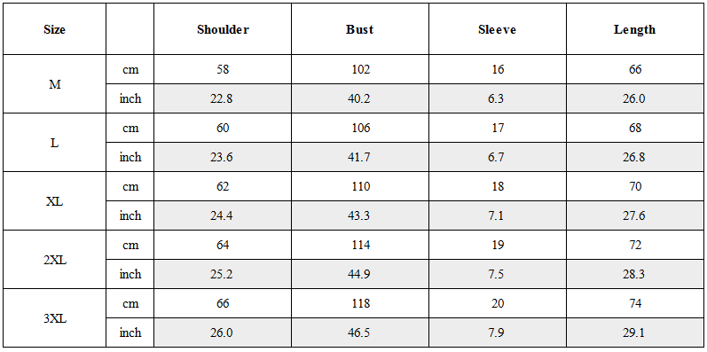 Size Guide for Layered Pinstripe Hooded Techwear T-Shirt