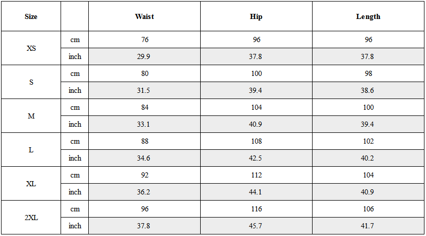 Size Guide for Cyberpunk Shadow Patrol Corduroy Pants