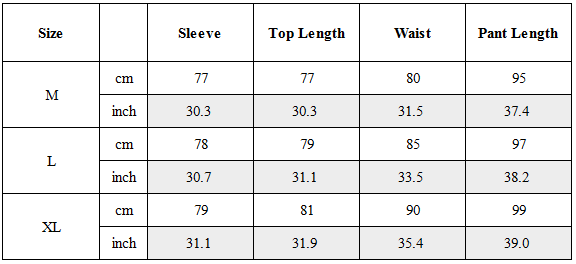 Size Guide for TW-078｜Post-Apocalyptic Wear Set Top / Bottom