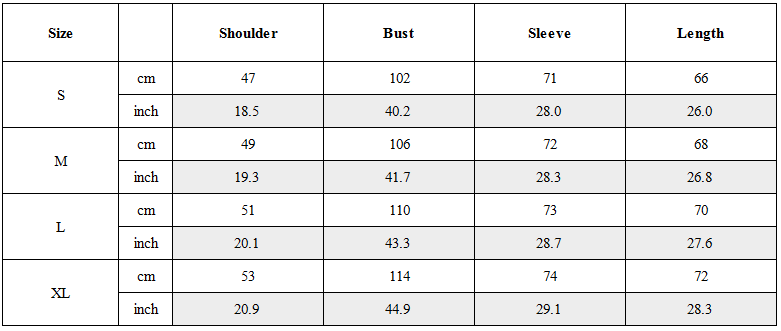 Size Guide for Dark Soul Quick-Dry Long-Sleeve Tee