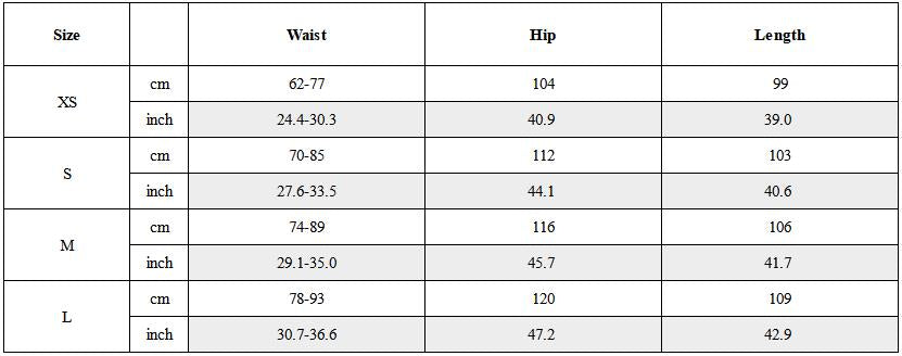 Size Guide for The Scar Six-Pocket Draw-String Rivet Pants