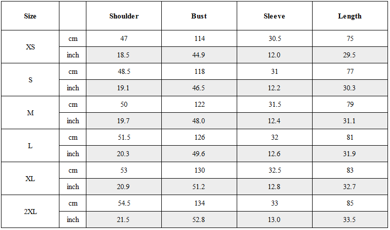 Size Guide for Cyberpunk Outfits Military Style Short Sleeve Shirt