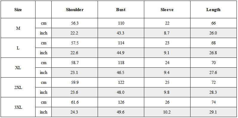 Size Guide for Functional Paneled Techwear Short Sleeve T-Shirt