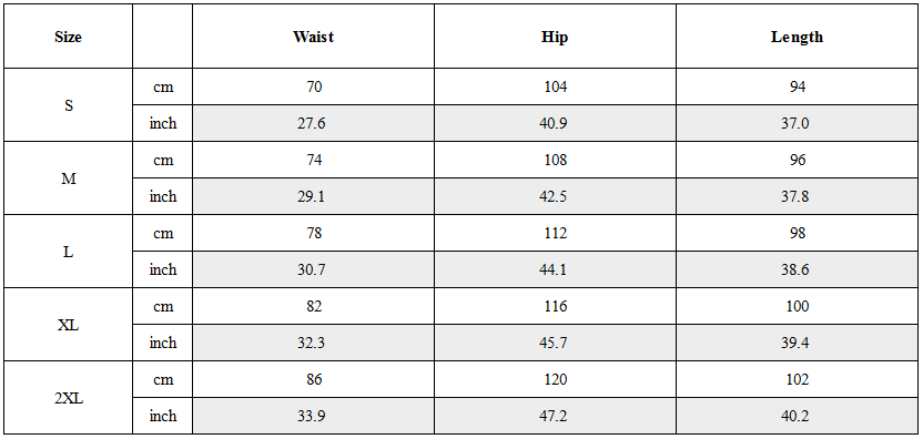 Size Guide for Fake Two Black Techwear Cargo Pants