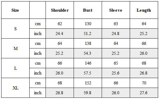 Size Guide for Dystopian Distressed Cropped Multi-Pocket Down Jacket