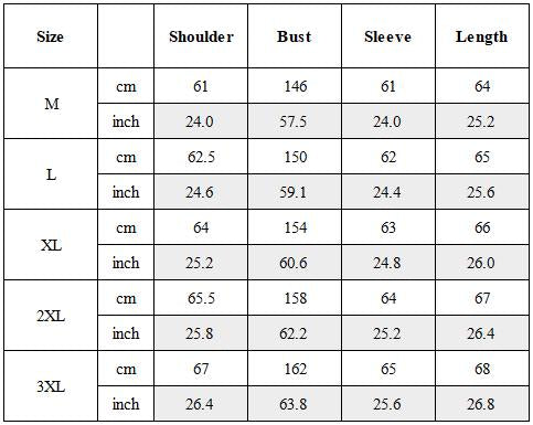 Size Guide for Deconstructed Color-Block Multi-Zip Military Jacket