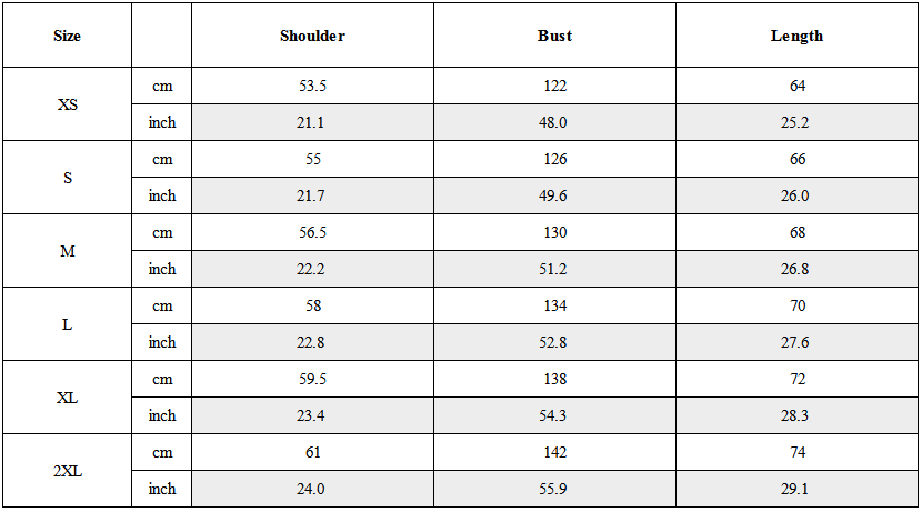 Size Guide for Cyberpunk Outfits High-Street Oversized Pullover Sweatshirt
