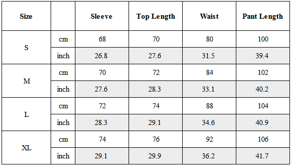 Size Guide for TW-005｜Post-Apocalyptic Wear Set Top / Bottom