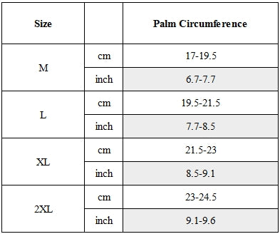 Size Guide for Techwear Fingerless Gloves