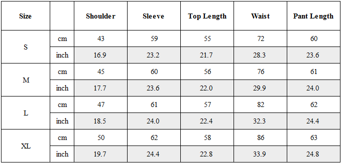 Size Guide for TW-043｜Post-Apocalyptic Wear Set Top / Bottom