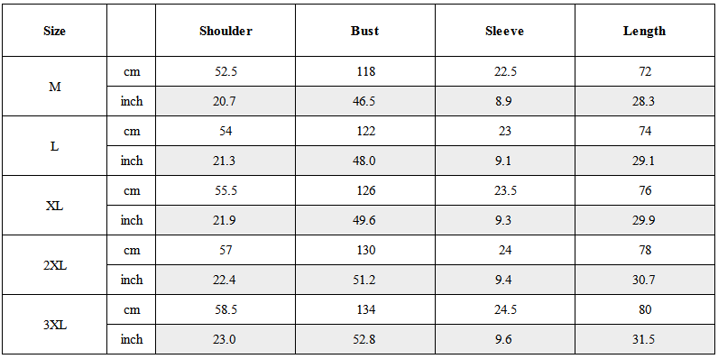 Size Guide for Tactical Utility Crossbody Strap Short Sleeve Tech Shirt