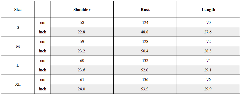 Size Guide for Inferno Edge Rivet Vest