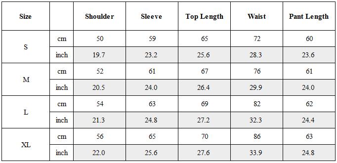 Size Guide for TW-044｜Post-Apocalyptic Wear Set Top / Bottom