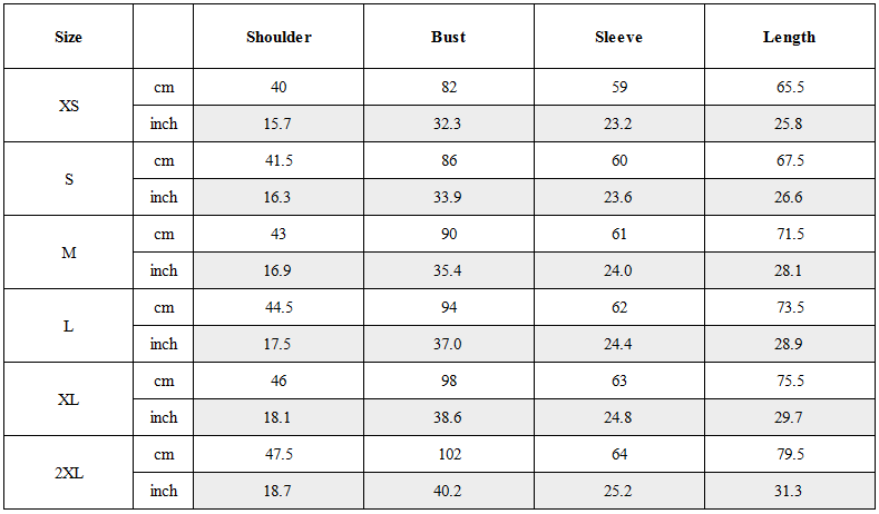 Size Guide for Cyberpunk Outfits Unisex Turtleneck Sweatshirt