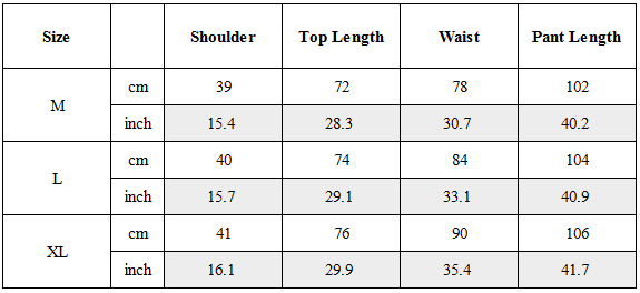 Size Guide for TW-062｜Post-Apocalyptic Wear Set Top / Bottom