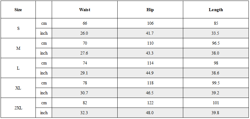 Size Guide for Street Style Techwear Black Slim Fit Cargo Pants