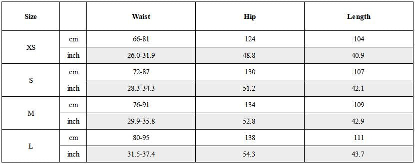 Size Guide for Spliced Crinkled Oversized Cargo Pants