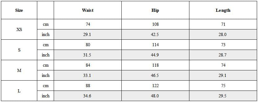 Size Guide for Detachable Scarf Grid Pleated Shorts