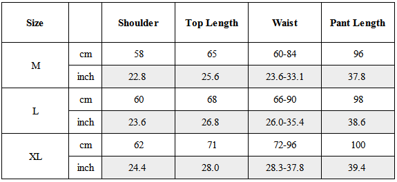 Size Guide for TW-081｜Post-Apocalyptic Wear Set Top / Bottom