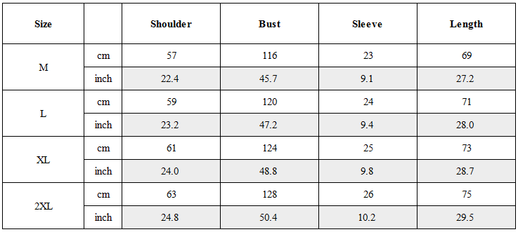 Size Guide for Techwear Utility Patch Pocket Layered T-Shirt