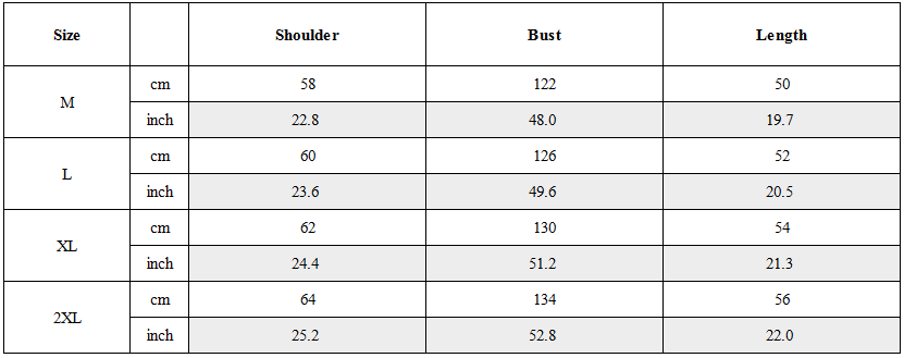 Size Guide for Techwear Hooded Sleeveless Cargo Vest