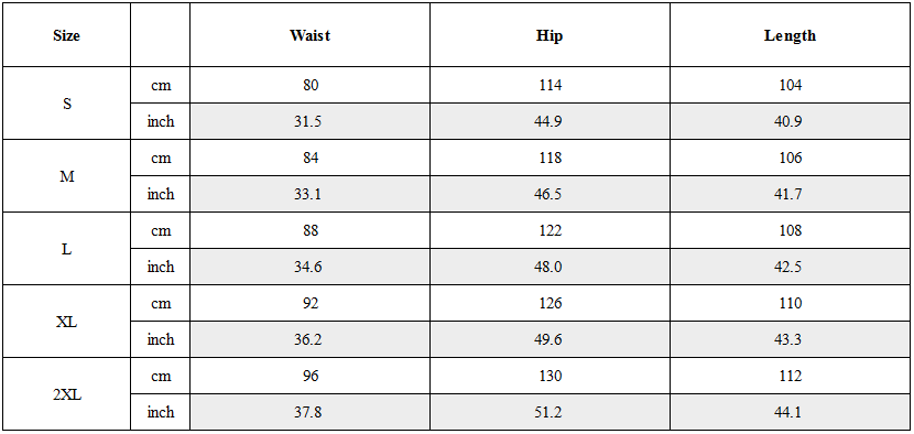 Size Guide for Ripped Curved Spliced Jeans