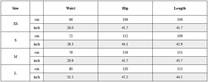 Size Guide for Layered Striped Apron Wide-Leg Pants