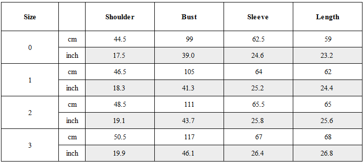 Size Guide for Layered Ruffle Wool-Blend Scarf-Wrap Coat