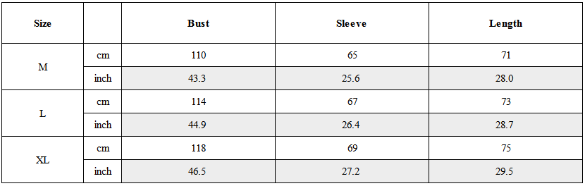 Size Guide for Dark Modern Japanese Asymmetrical Robe Shirt