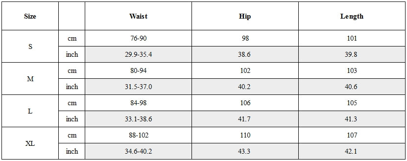 Size Guide for CYBERPUNK WHITE PANTS