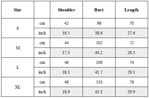Size Guide for Wasteland Distressed Pleated Asymmetric Sleeveless Hooded Vest