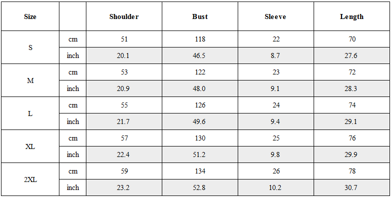 Size Guide for Minimalist Deconstructed Stitch Crewneck T-Shirt