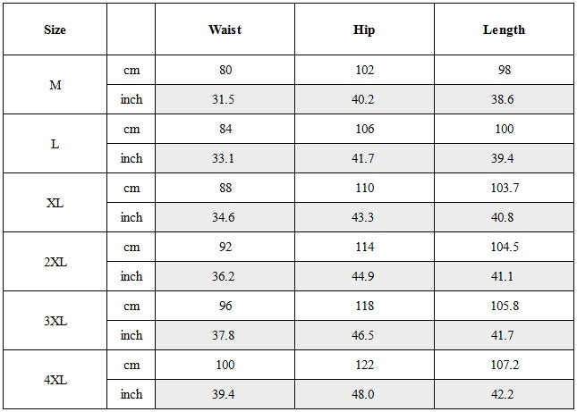 Size Guide for Outdoor Quick-Dry Techwear Pants