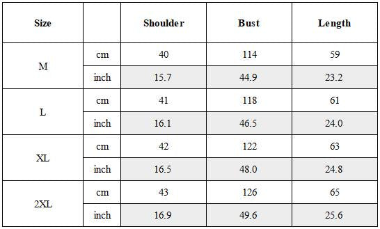 Size Guide for Techwear Darkwear Multi-Pocket Tactical Utility Vest
