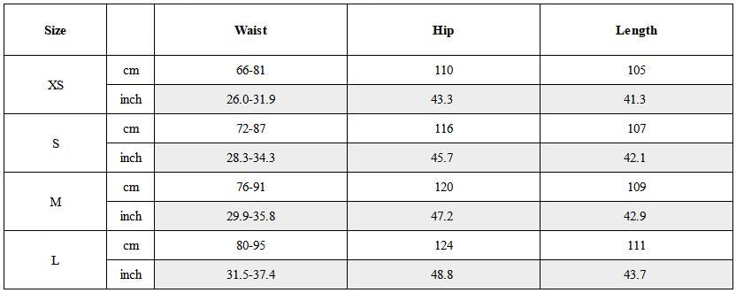 Size Guide for Contrast Spliced Fold-Side Drawstring Pants