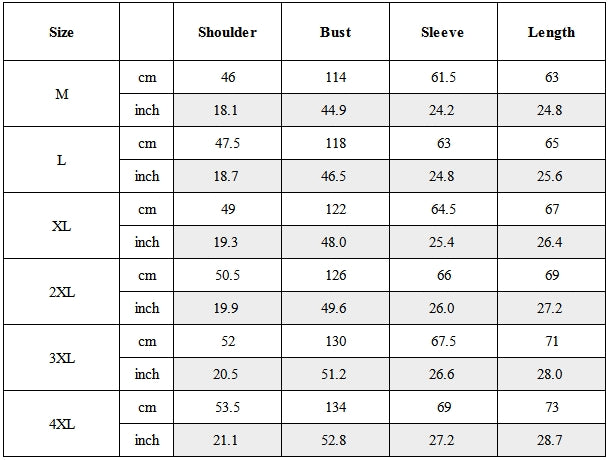 Size Guide for Tactical Lapel Techwear Bomber Jacket