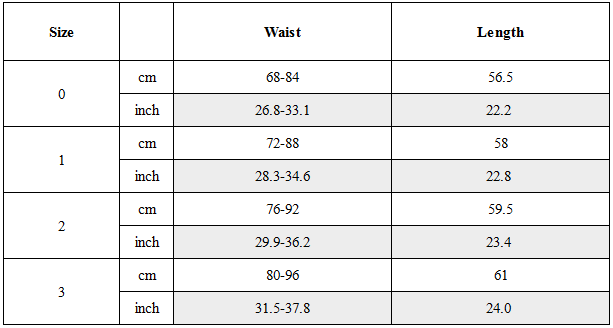 Size Guide for Pinstripe Balloon Skort Pants