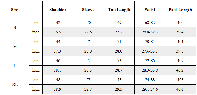 Size Guide for TW-008｜Post-Apocalyptic Wear Set Top / Bottom