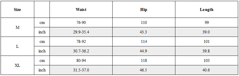 Size Guide for Shinobi Pants