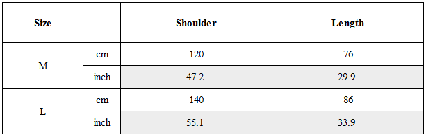 Size Guide for Techwear Winter Scarf Cape Coat
