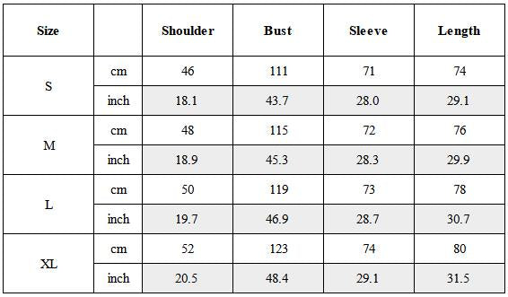 Size Guide for Wasteland Asymmetric Deconstructed Hooded Jacket