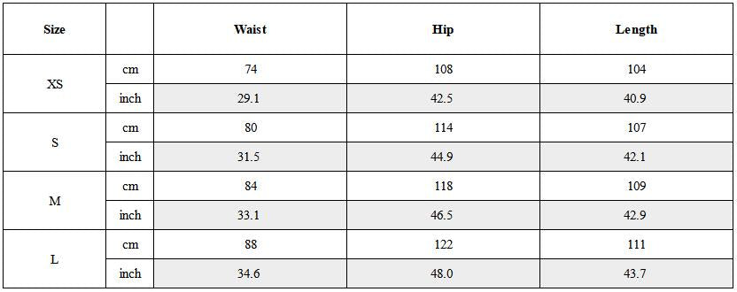 Size Guide for Pinstriped Detachable-Scarf Oversized Pants Black