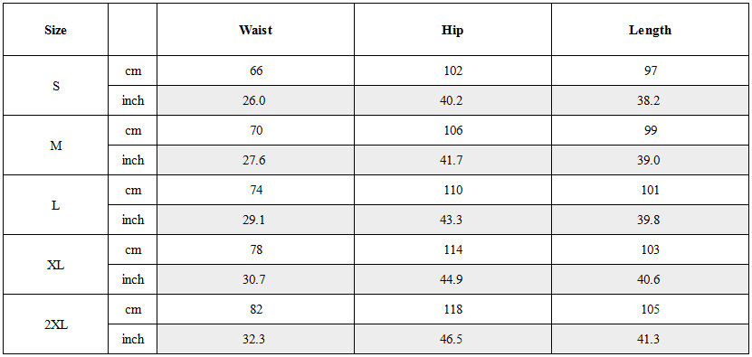 Size Guide for Tactical Strap-Detail Techwear Cargo Pants