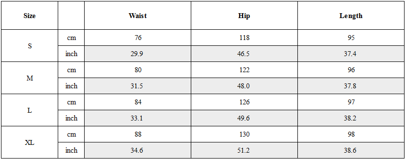 Size Guide for Post-Apocalyptic 3D Cut Distressed Double-Layer Cargo Pants