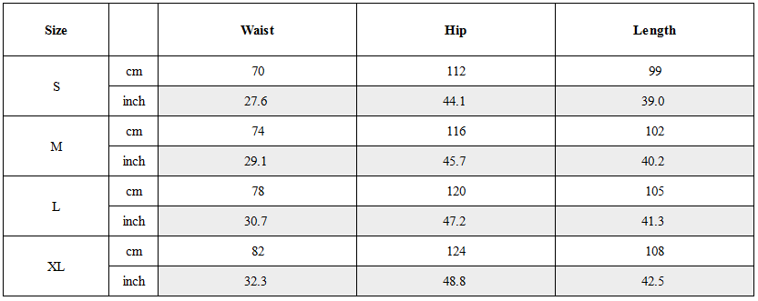 Size Guide for Modern Japanese Pleated Wide Leg Hakama Pants