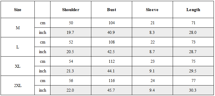 Size Guide for Techwear Functional Patchwork Cargo T-Shirt