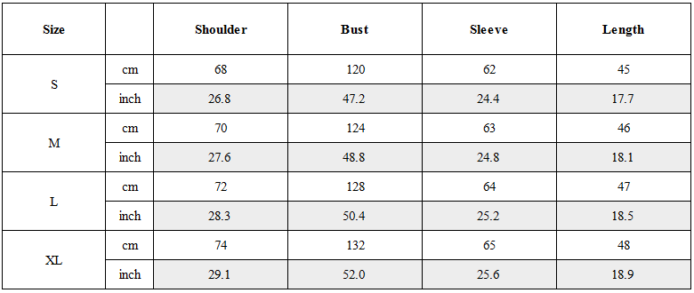 Size Guide for Functional Apocalyptic Wasteland Modular Detachable-Collar Jacket