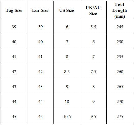 Size Guide for Round Toe Hidden Lift Tactical High Boots