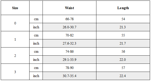 Size Guide for Crinkled Fold-Hem Pleated Linen Shorts