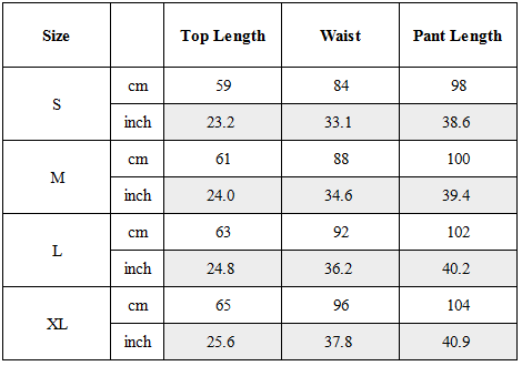 Size Guide for TW-042｜Post-Apocalyptic Wear Set Top / Bottom